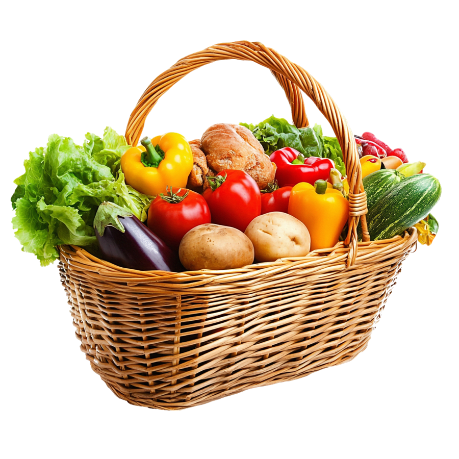 Grocery basket with fresh produce